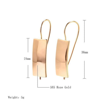 Hot Fashion Long Square Glossy Rose Gold Classic Simple Earrings - The Jewellery Supermarket
